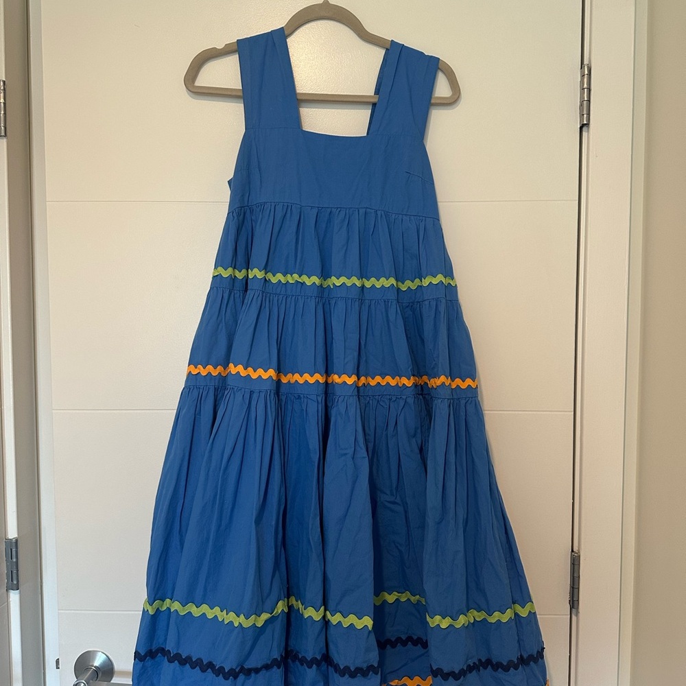 Anthropologie Blue Midi Dress with Colorful Accents - Picture 2 of 4